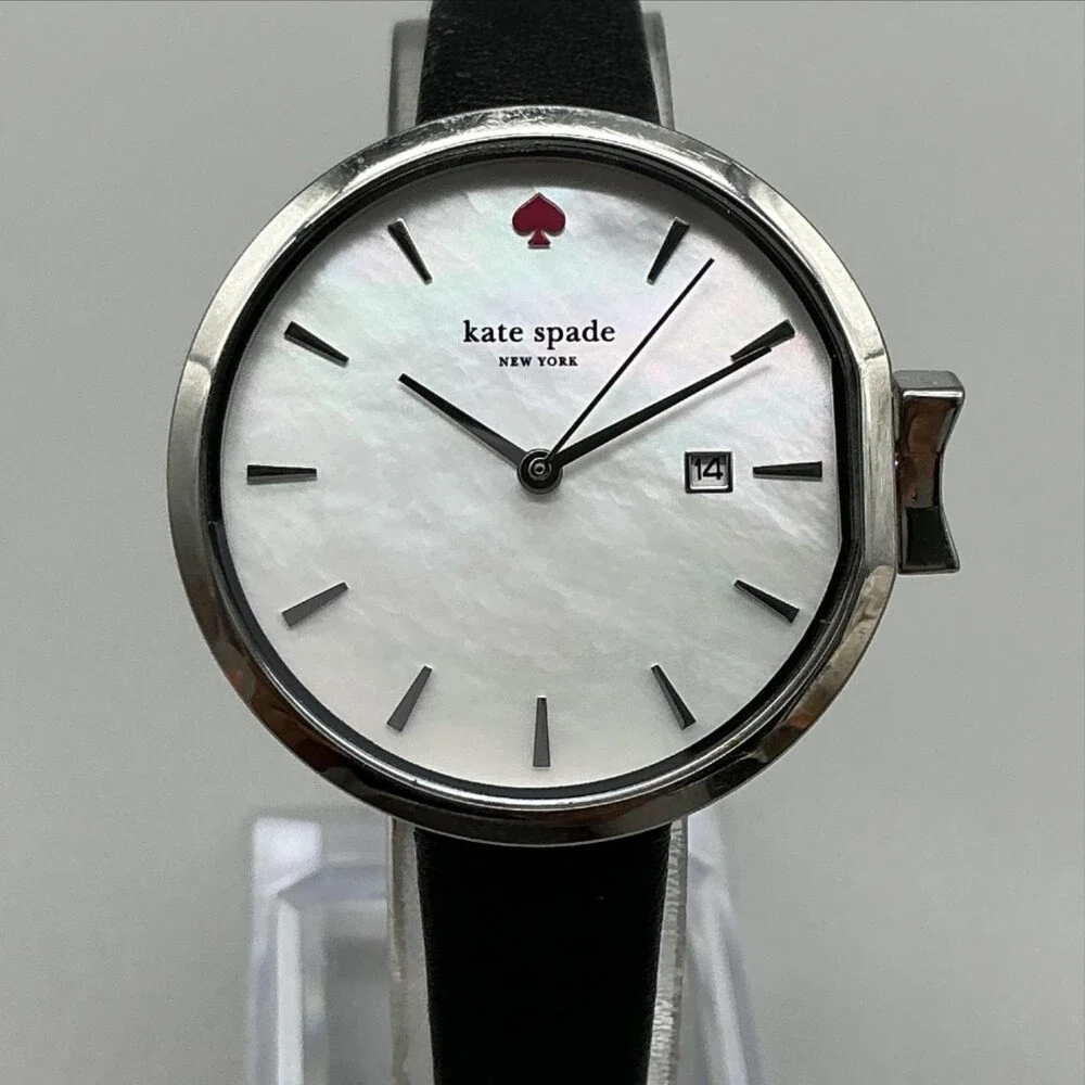 Kate Spade KSW1269 Womens Watch 33mm MOP Park Row Silver Tone New Battery